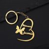 Heart & Butterfly Couple Name Keychain