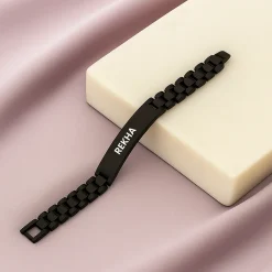 Black Bold Name Bracelet