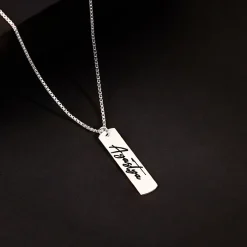 Silver Personalized Vertical Bar Name Necklace