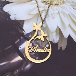 Personalized Drop Style Butterfly Name Necklace