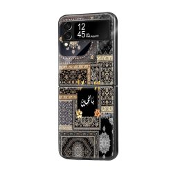 Black & Gold Patchwork Samsung Z Flip Glass Case