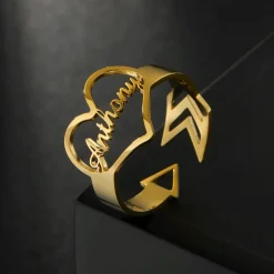 Heart & Arrow Design Name Ring
