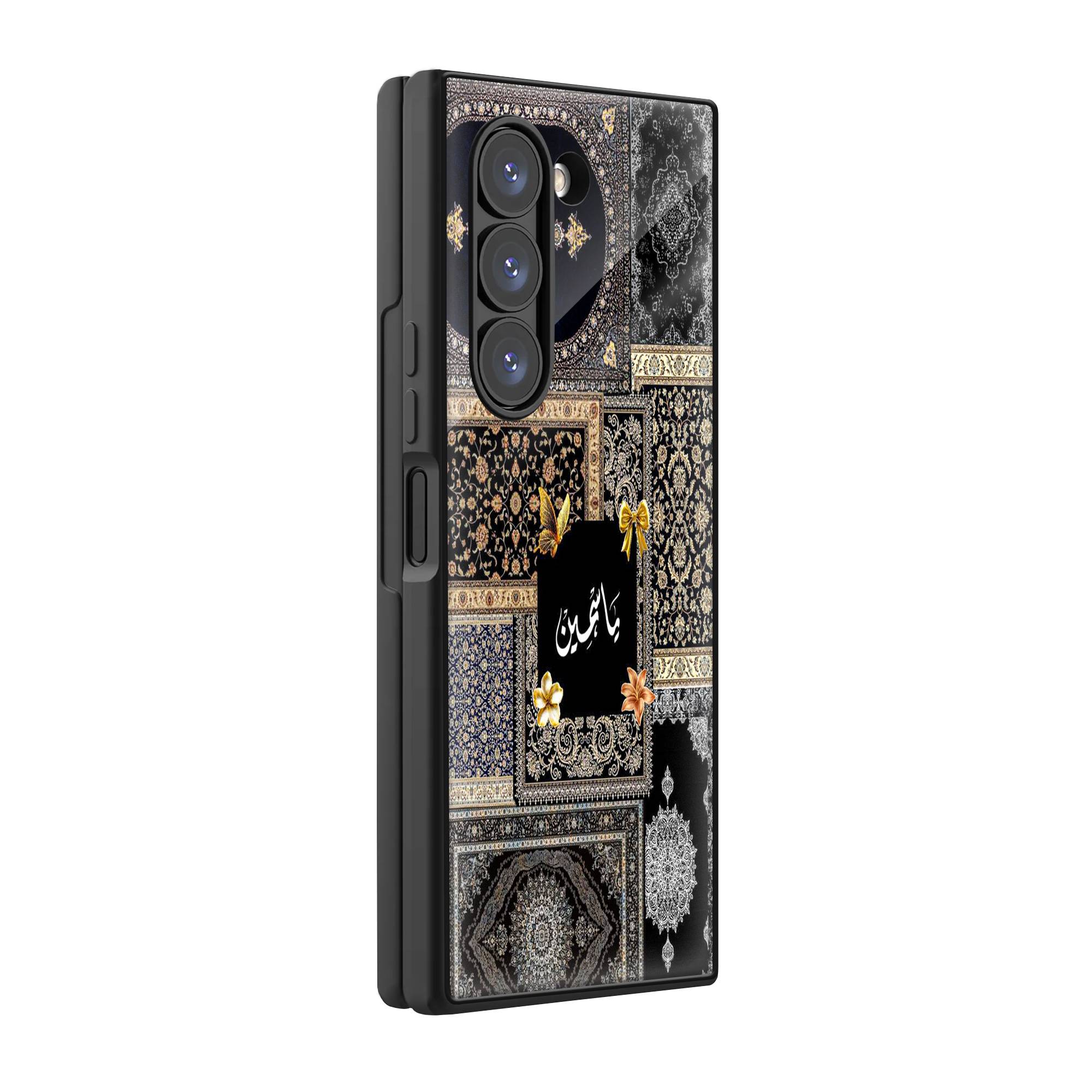 Black & Gold Patchwork Samsung Z Fold Glass Case