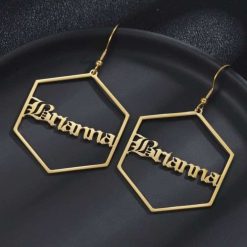 Hexagon Name Earrings