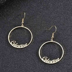 Simple Circle Name Earrings
