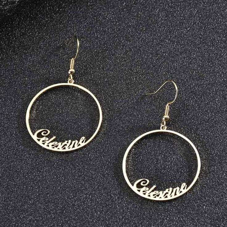 Simple Circle Name Earrings