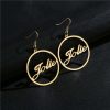 Round Frame Name Earrings