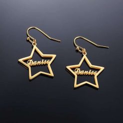 Star Frame Name Earrings