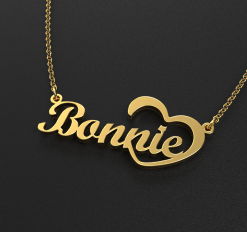 Gold Plated Unique Heart Name Necklace
