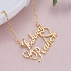 Small Single Heart Couple Name Necklace