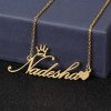 Gold Plated Crown With Heart Name Necklace
