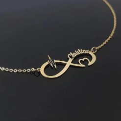 Infinity Heart Beat Name Necklace