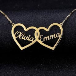 Double Heart Couple Name Necklace