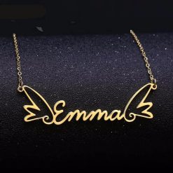Gold Plated Angel Wings Name Necklace