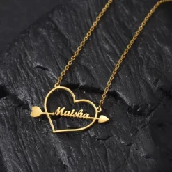 Heart with Arrow Name Necklace