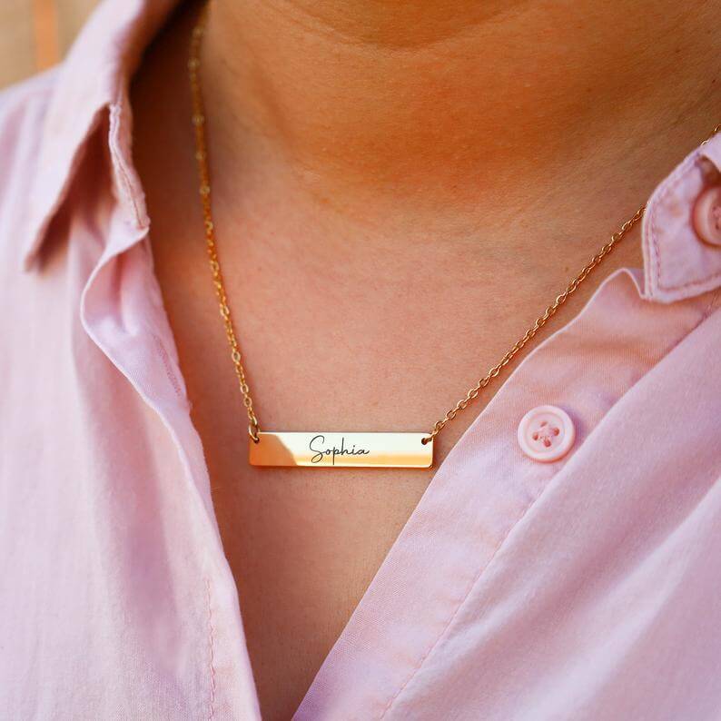 Horizontal Plate Name Necklace - Image 2