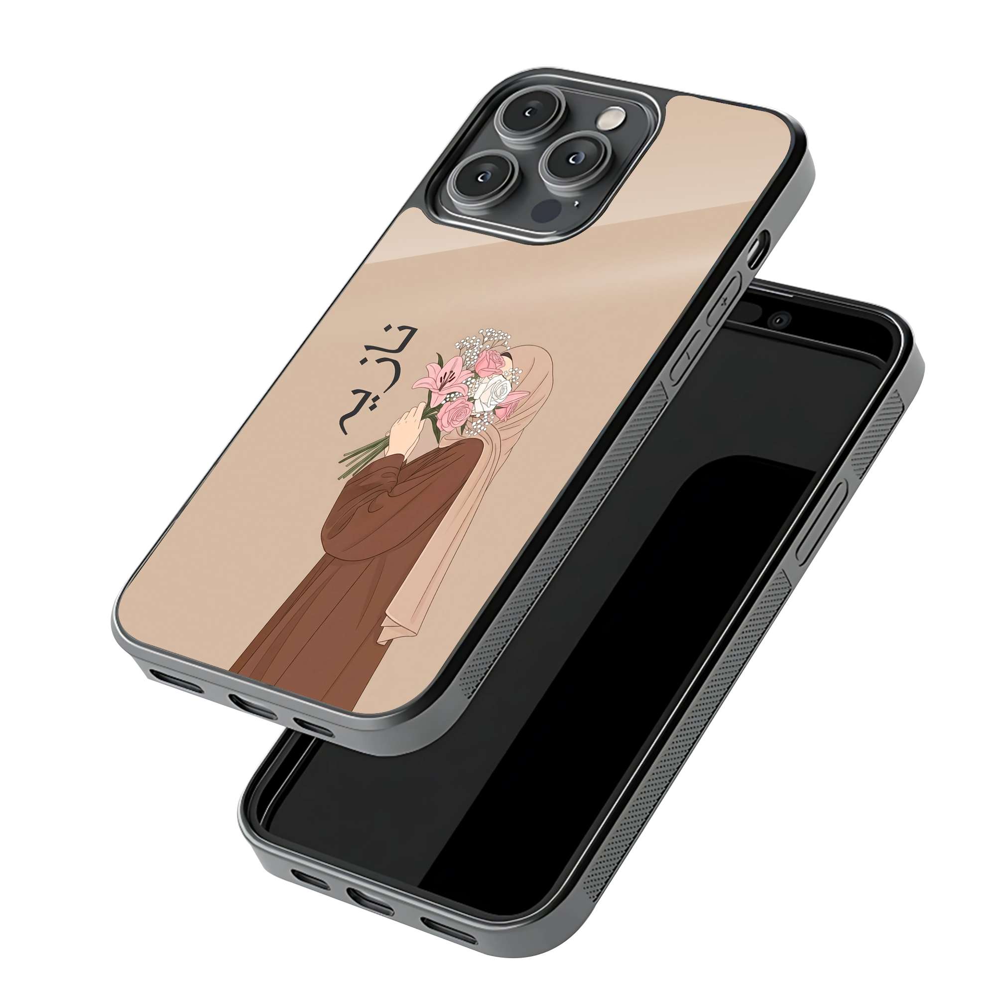 Floral Abaya Girl Glass Name Case - Image 3