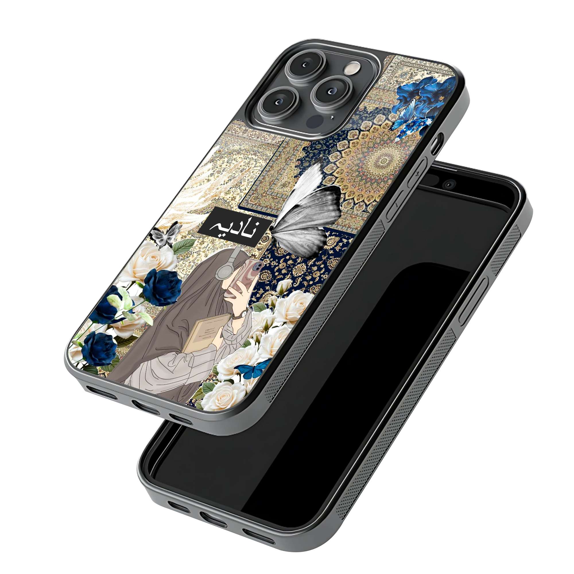 Cultural Hijab Girl Glass Name Case - Image 3