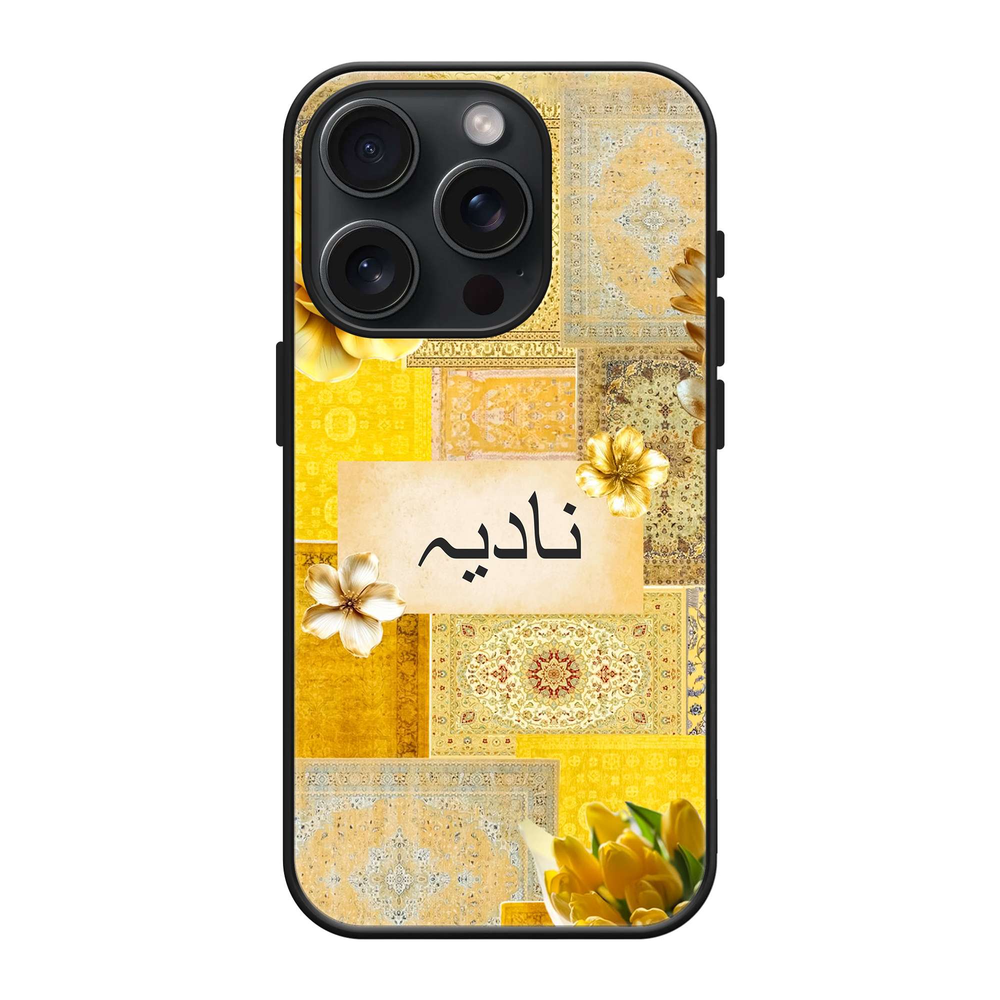 Golden Bloom Mosaic Glass Name Case