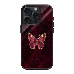 Moody Red Butterfly Glass Case