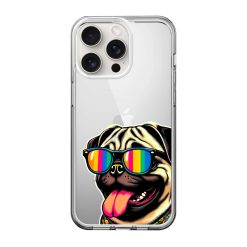 Rainbow Shades Pug Clear Case