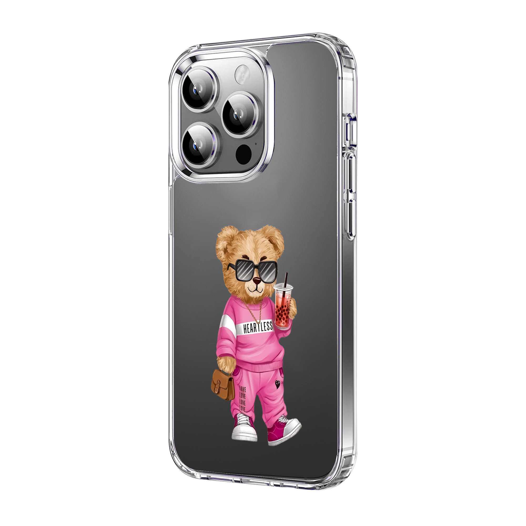 Pink Drip Bear Pattern Clear Case - Image 3