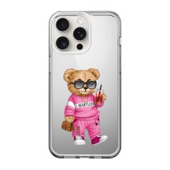 Pink Drip Bear Pattern Clear Case