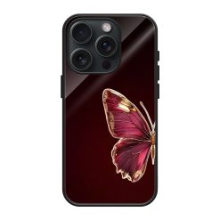 Half Red Butterfly Glass Case