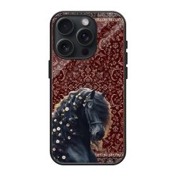 Floral Friesian Horse Glass Case