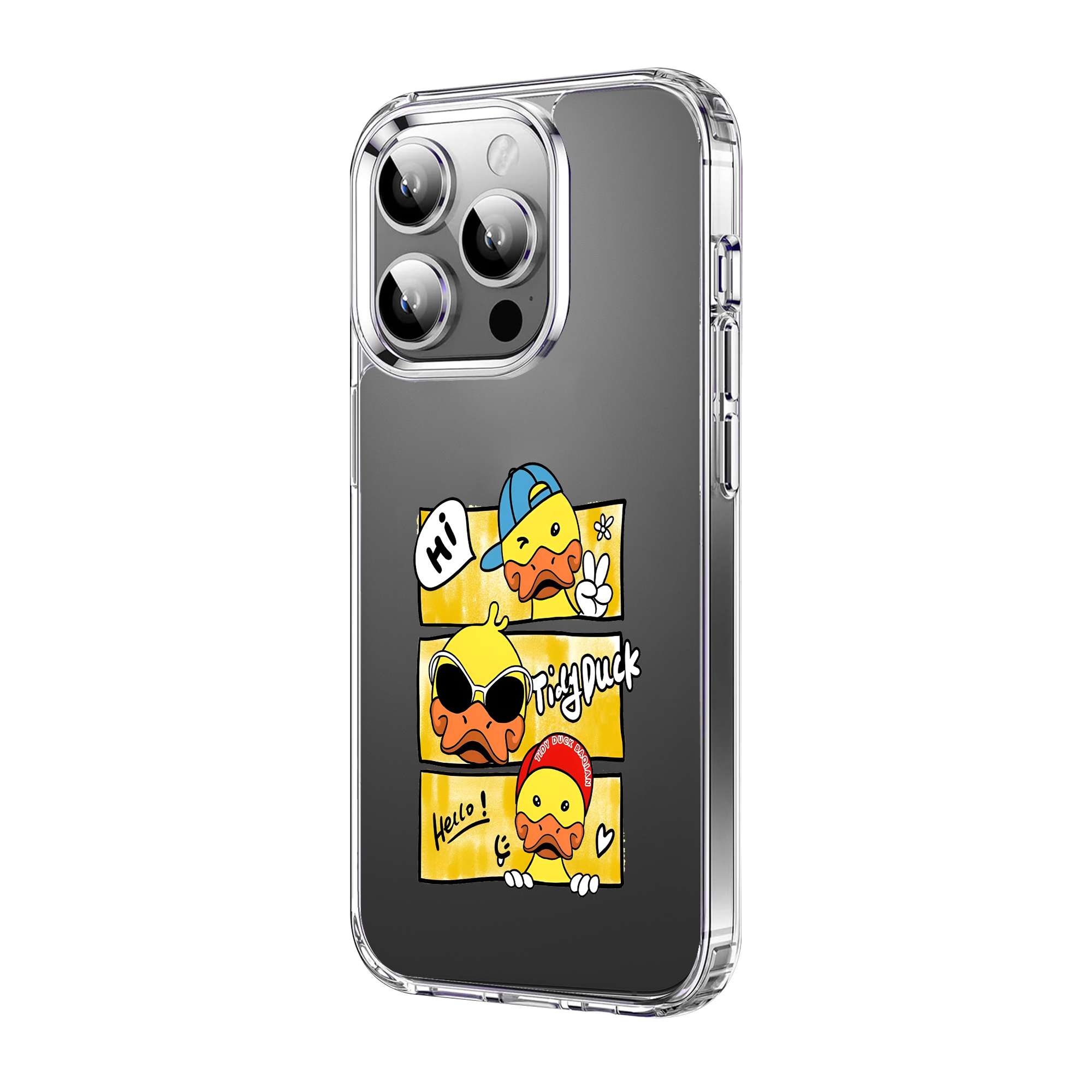 Hello Duck Typography Clear Case - Image 3