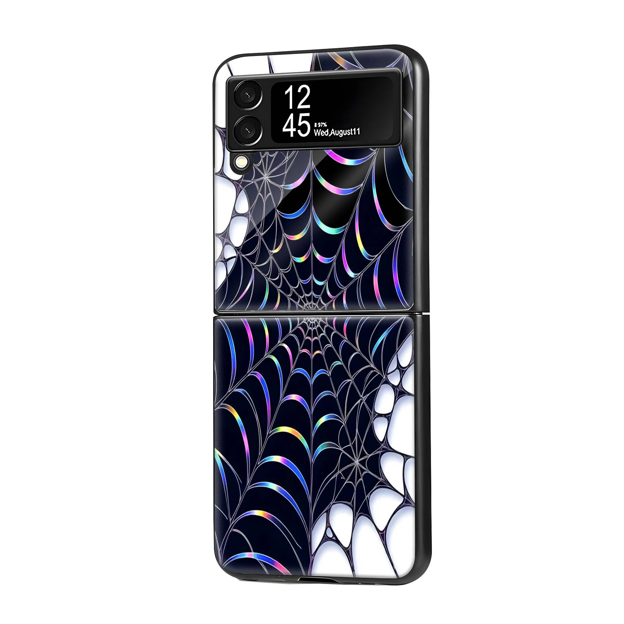 Holographic Web Samsung Z Flip Glass Case