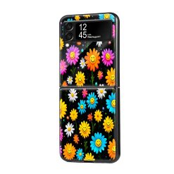 Happy Daisy Pattern Carpets Samsung Z Flip Glass Case