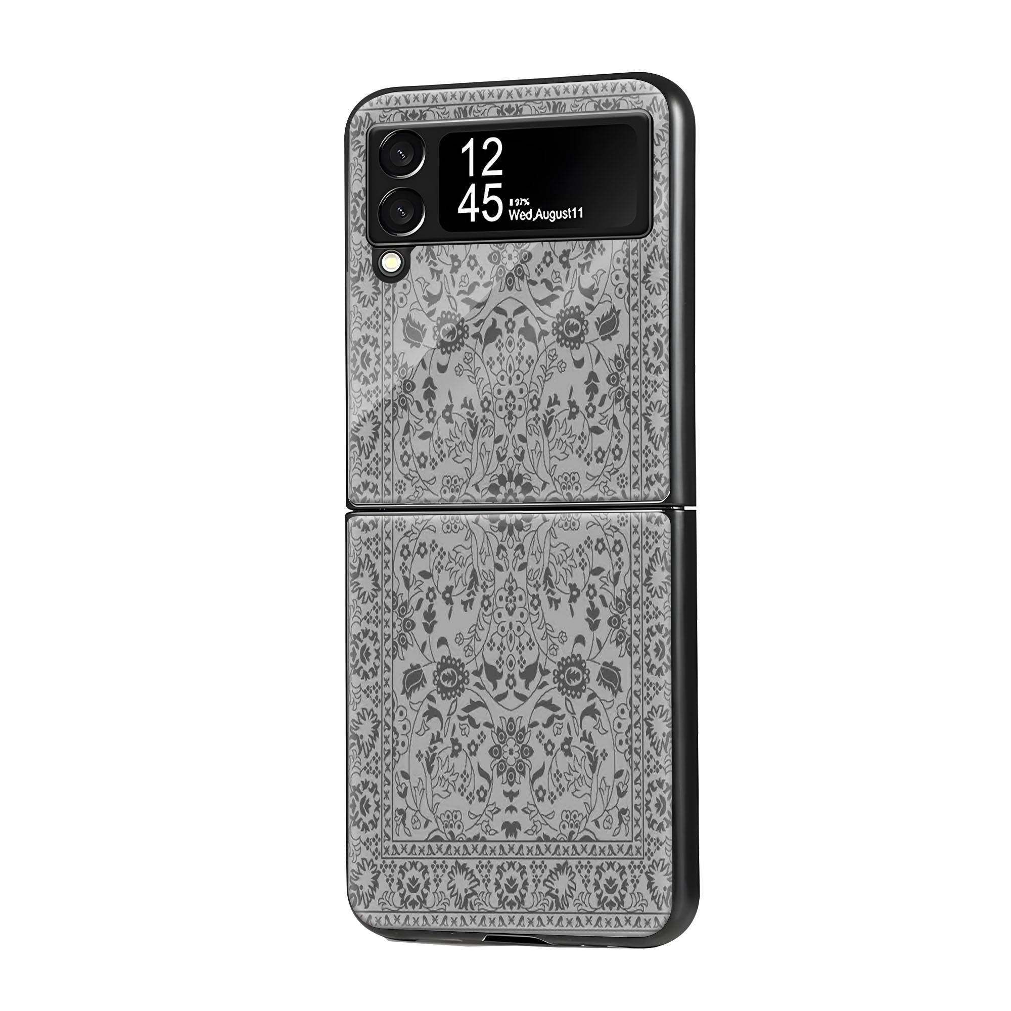 Grayscale Rug Samsung Z Flip Glass Case