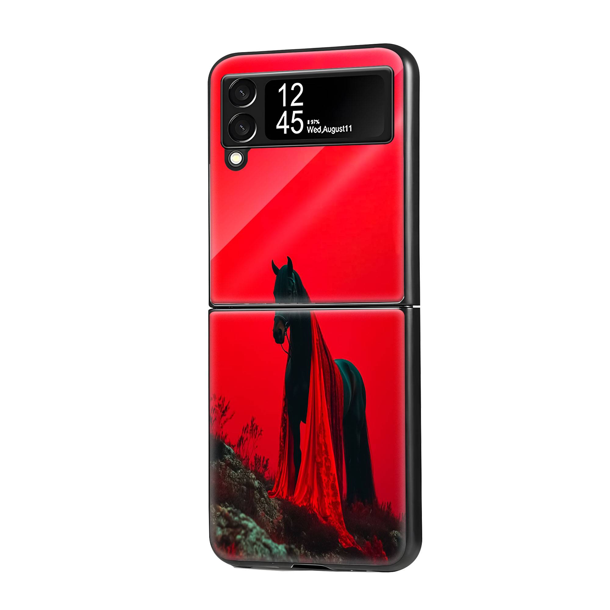 Friesian Red Horse Samsung Z Flip Glass Case