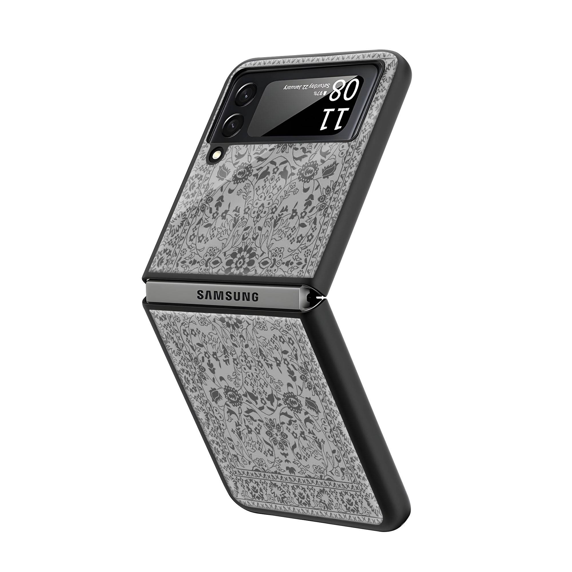 Grayscale Rug Samsung Z Flip Glass Case - Image 2