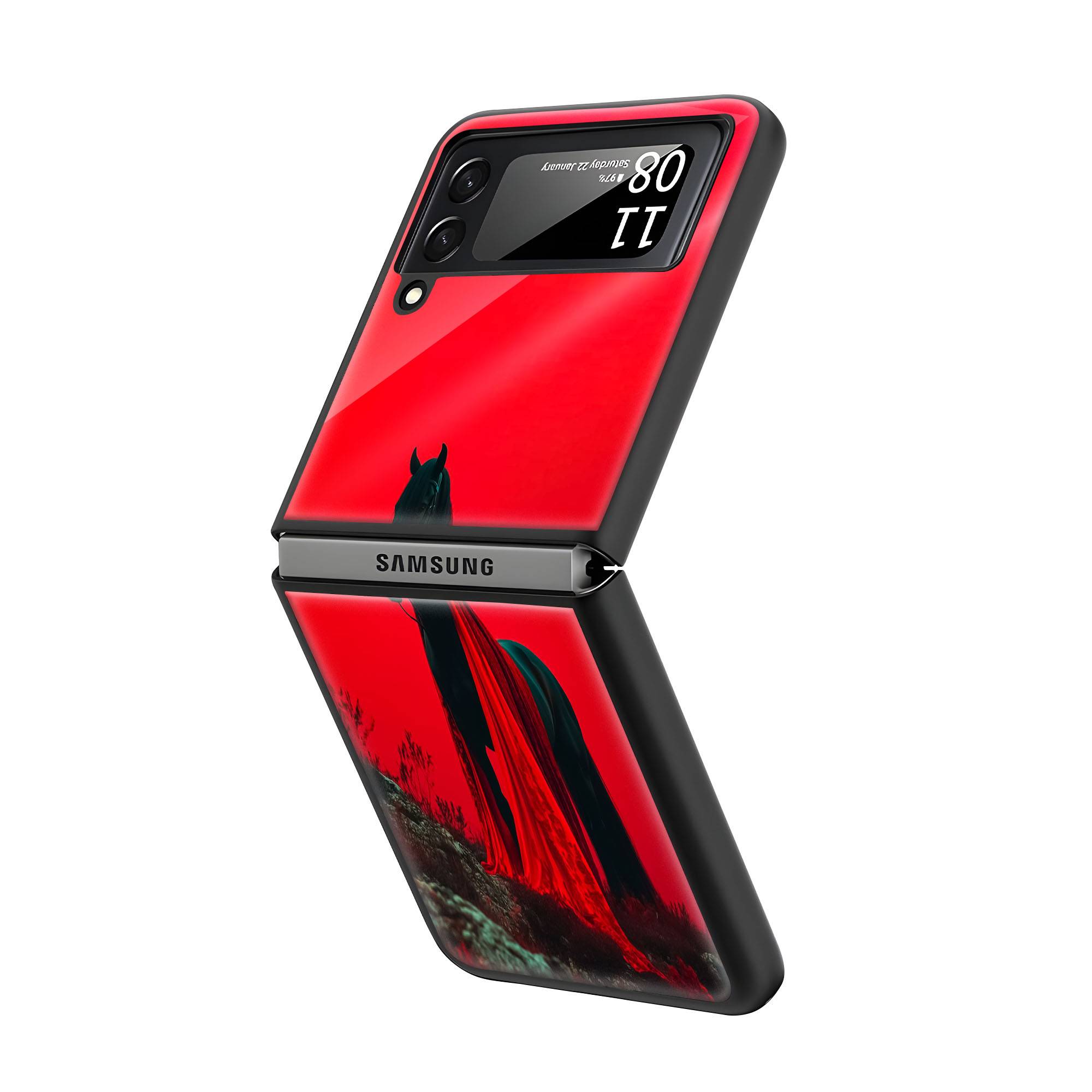 Friesian Red Horse Samsung Z Flip Glass Case - Image 2