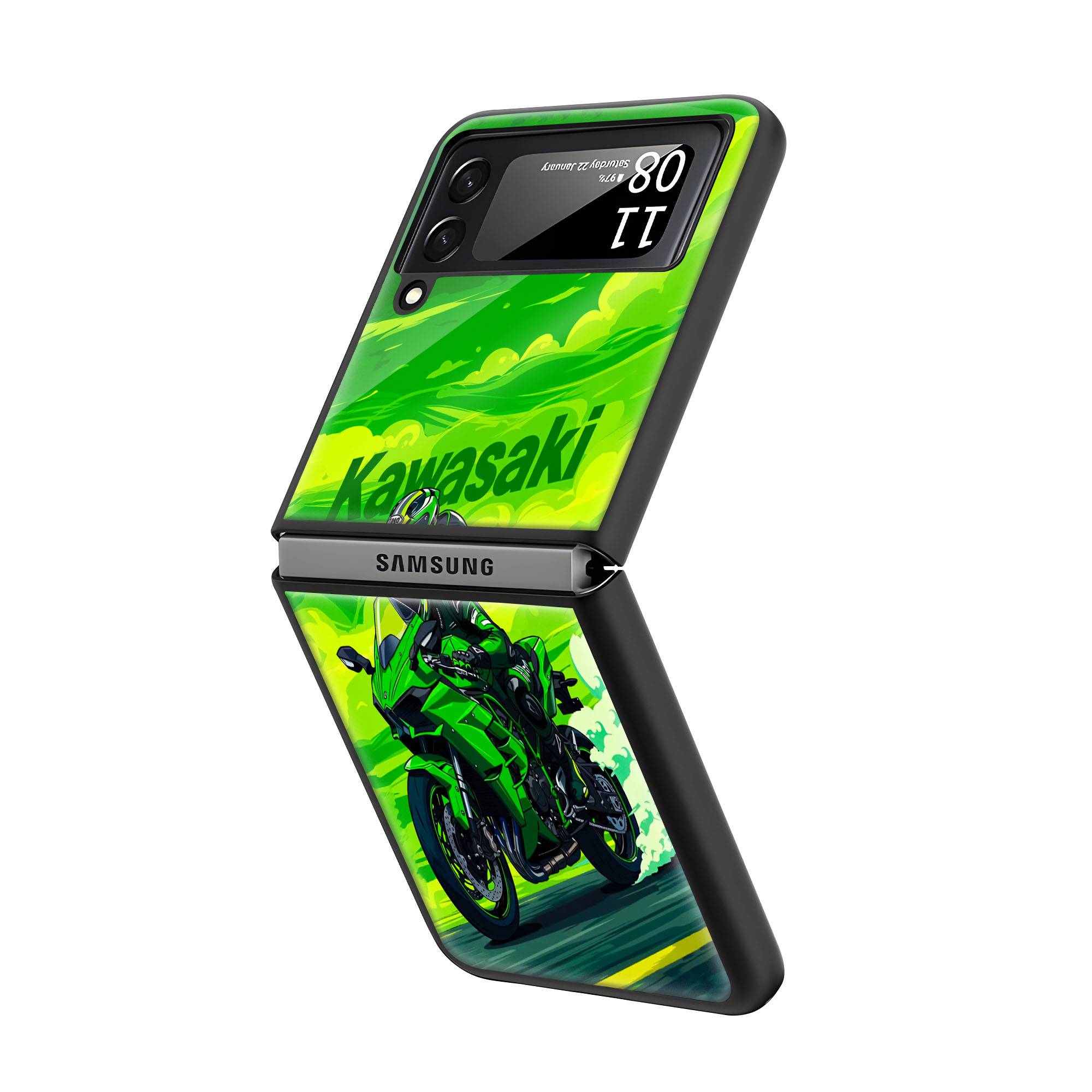 Kawasaki Ninja Samsung Z Flip Glass Case - Image 2
