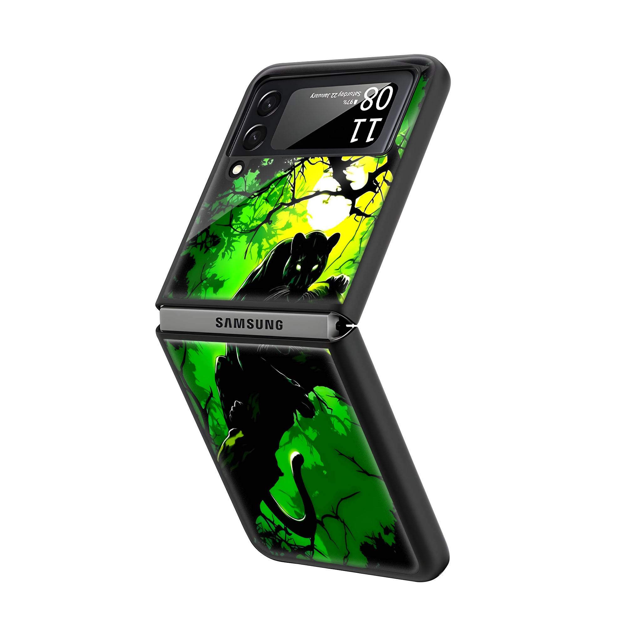 Jungle Noir Samsung Z Flip Glass Case - Image 2