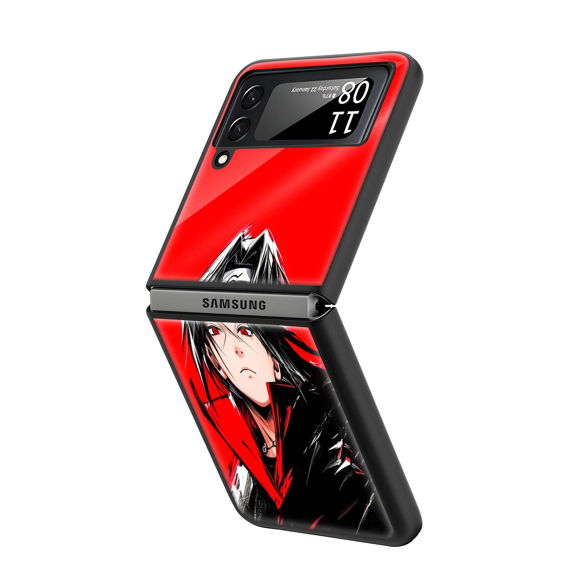 Itachi Uchiha Samsung Z Flip Glass Case - Image 2