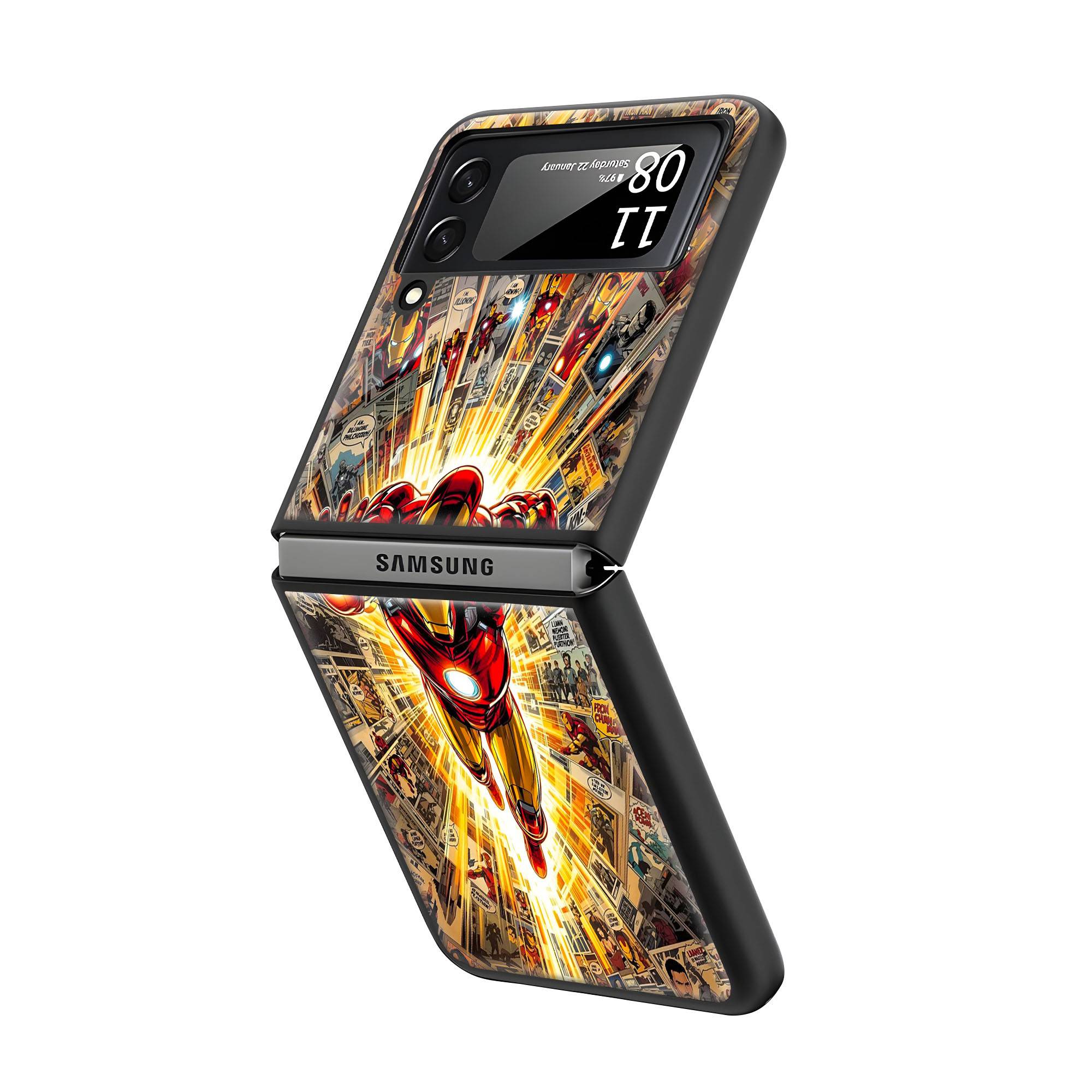 Iron Man Comic Book Samsung Z Flip Glass Case - Image 2