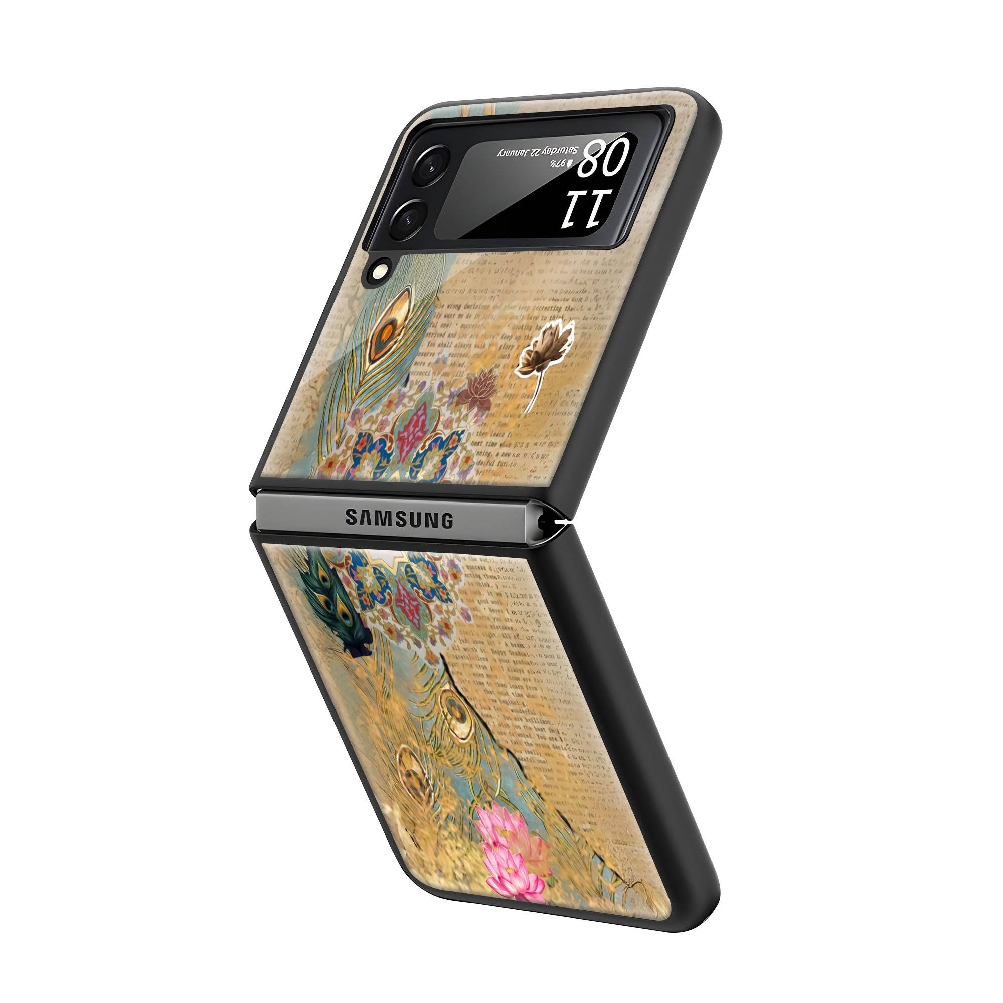 Indigo Bloom Samsung Z Flip Glass Case - Image 2