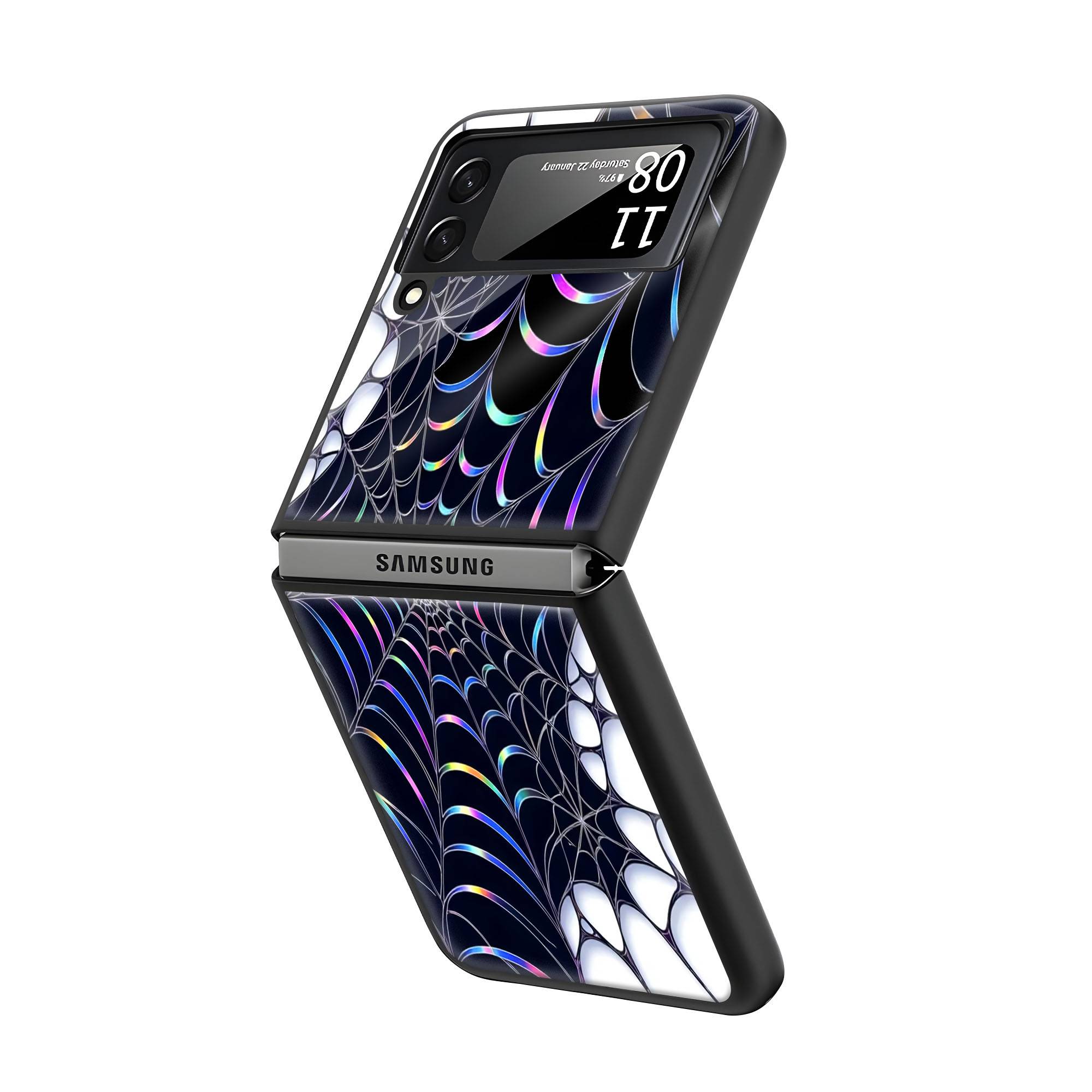 Holographic Web Samsung Z Flip Glass Case - Image 2