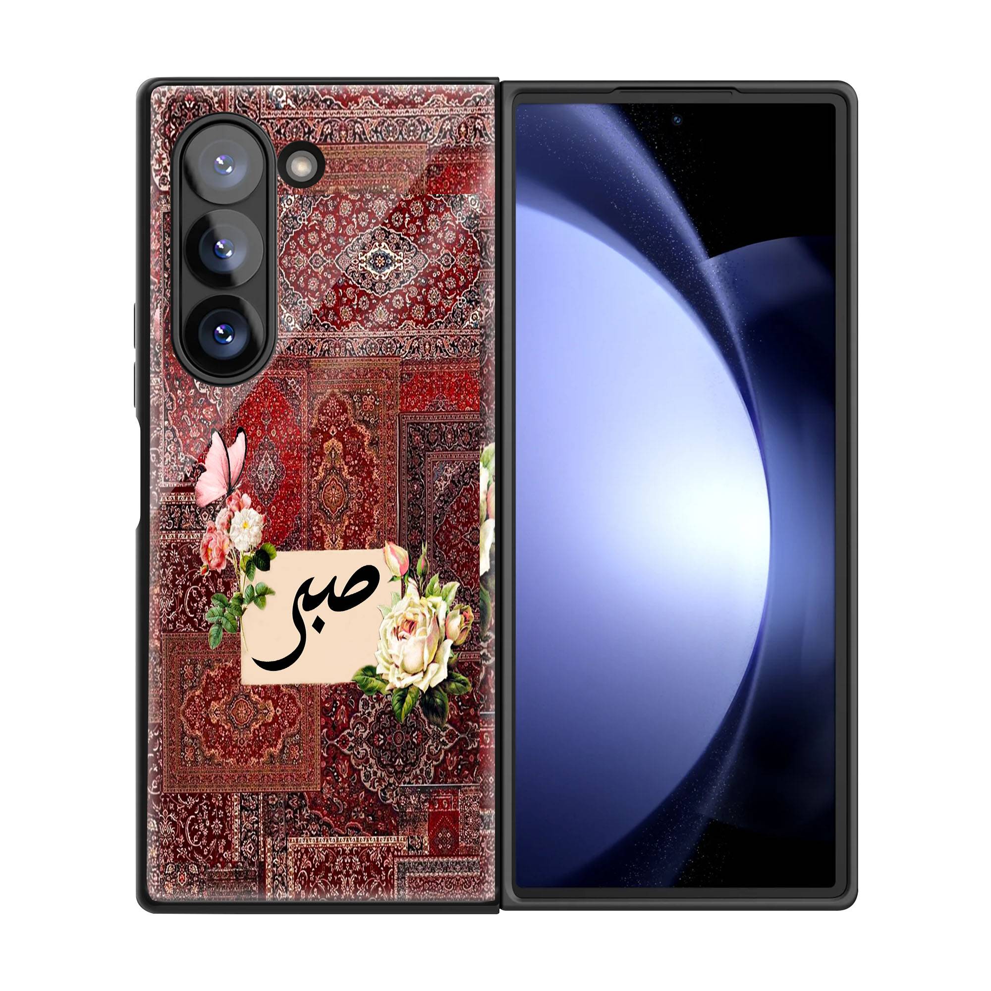 Crimson Red Butterfly Samsung Z Fold Glass Case - Image 3