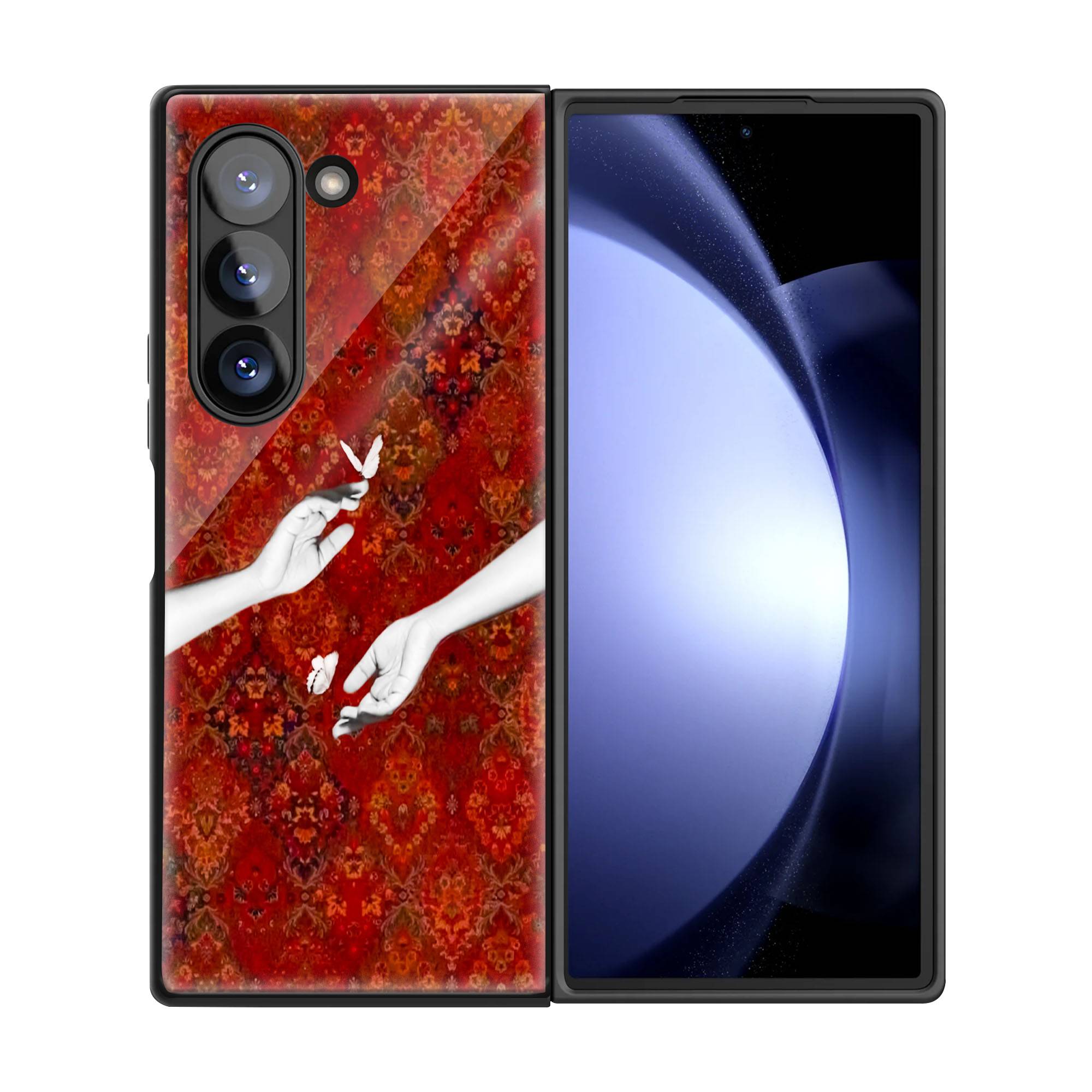 Floating Hand Butterflies Samsung Z Fold Glass Case - Image 3