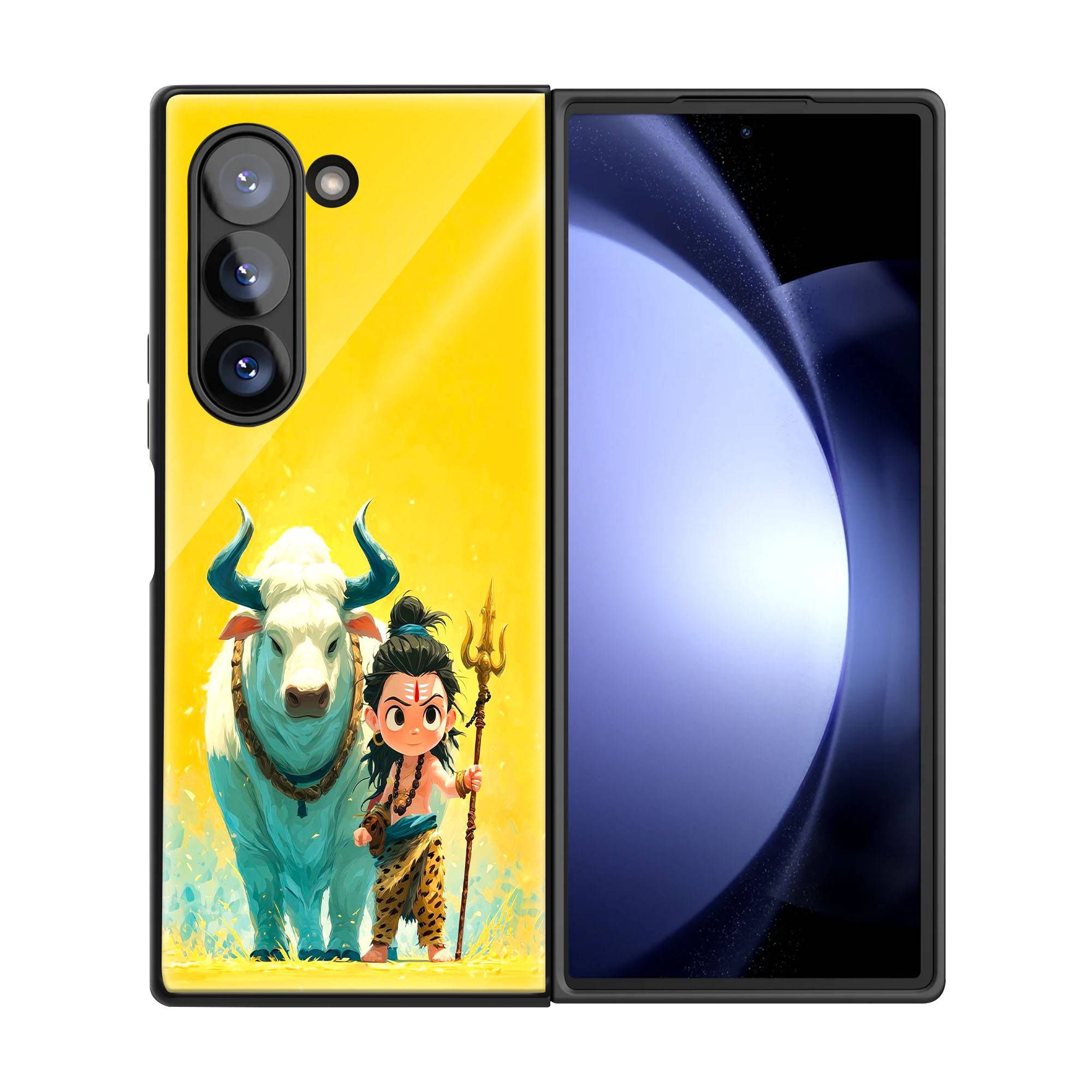 Little Mahadev & Nandi Samsung Z Fold Glass Case - Image 3