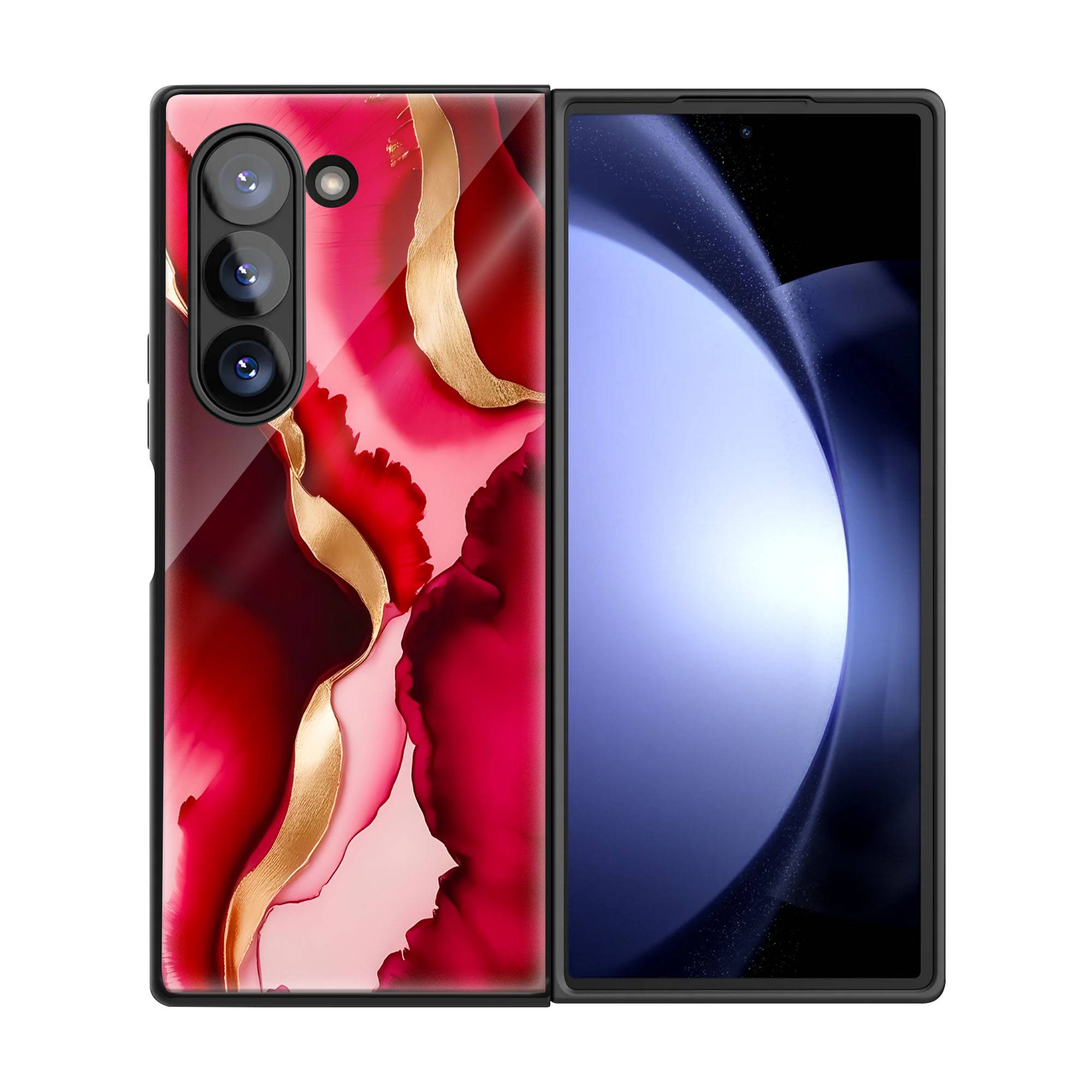 Modern Resin Art Samsung Z Fold Glass Case - Image 3