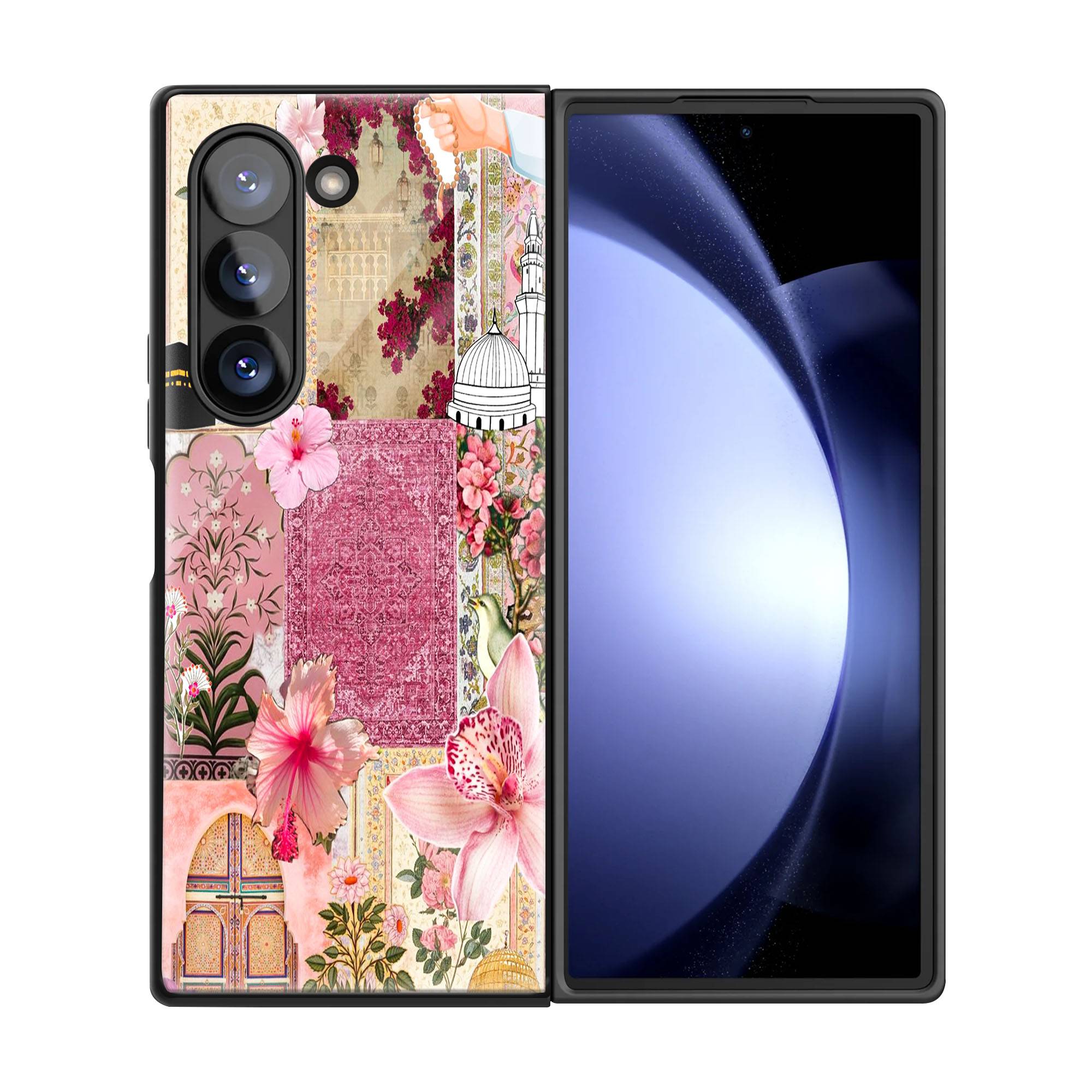 Pink Petals Faith Samsung Z Fold Glass Case - Image 3