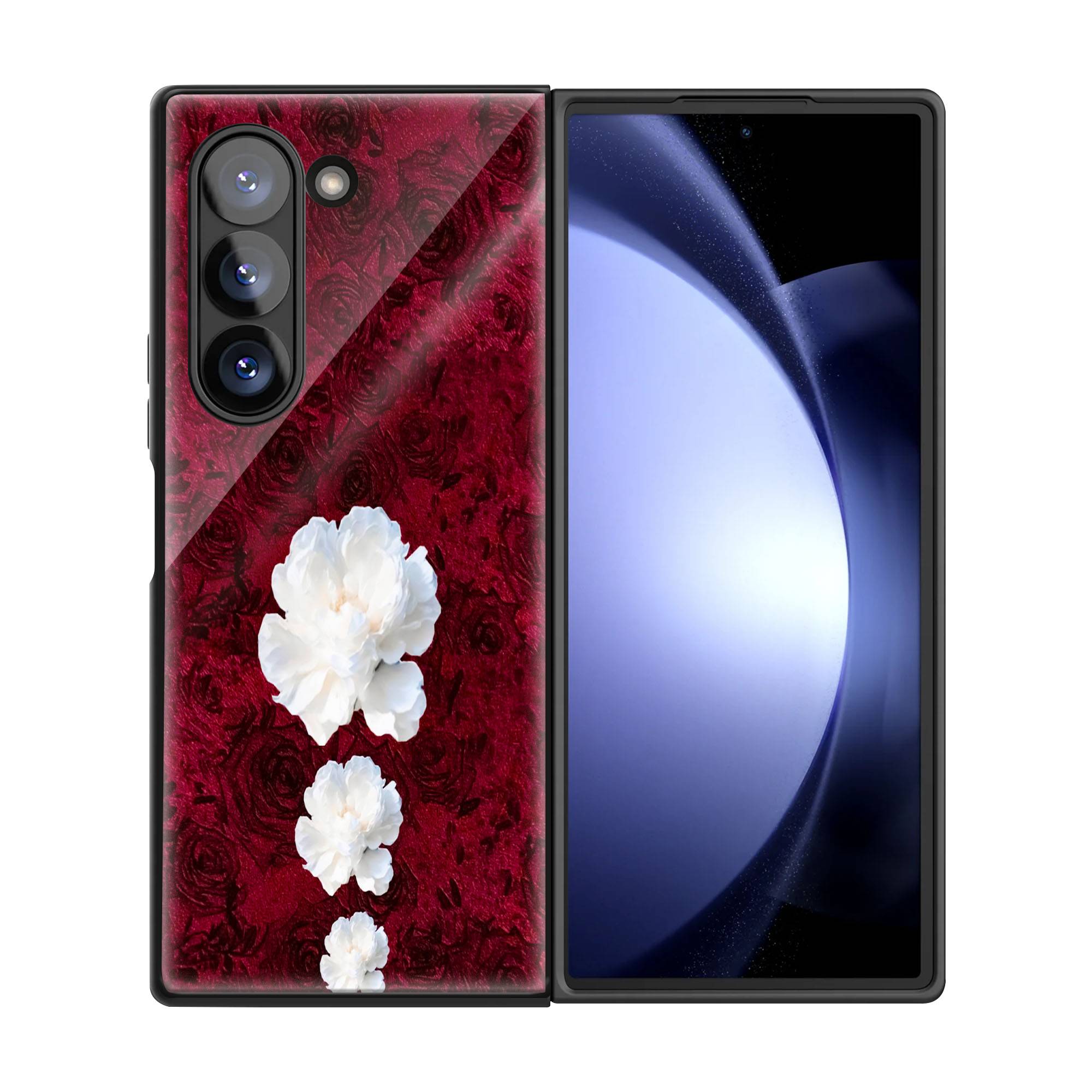 Persian White Floral Samsung Z Fold Glass Case - Image 3