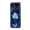 Blue Floral Motif Samsung Z Flip Glass Case