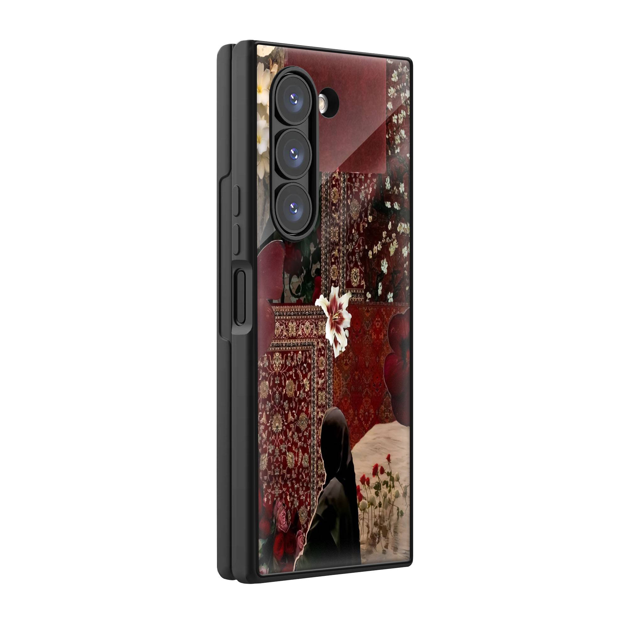 Roses Ledy Persian Rug Samsung Z Fold Glass Case